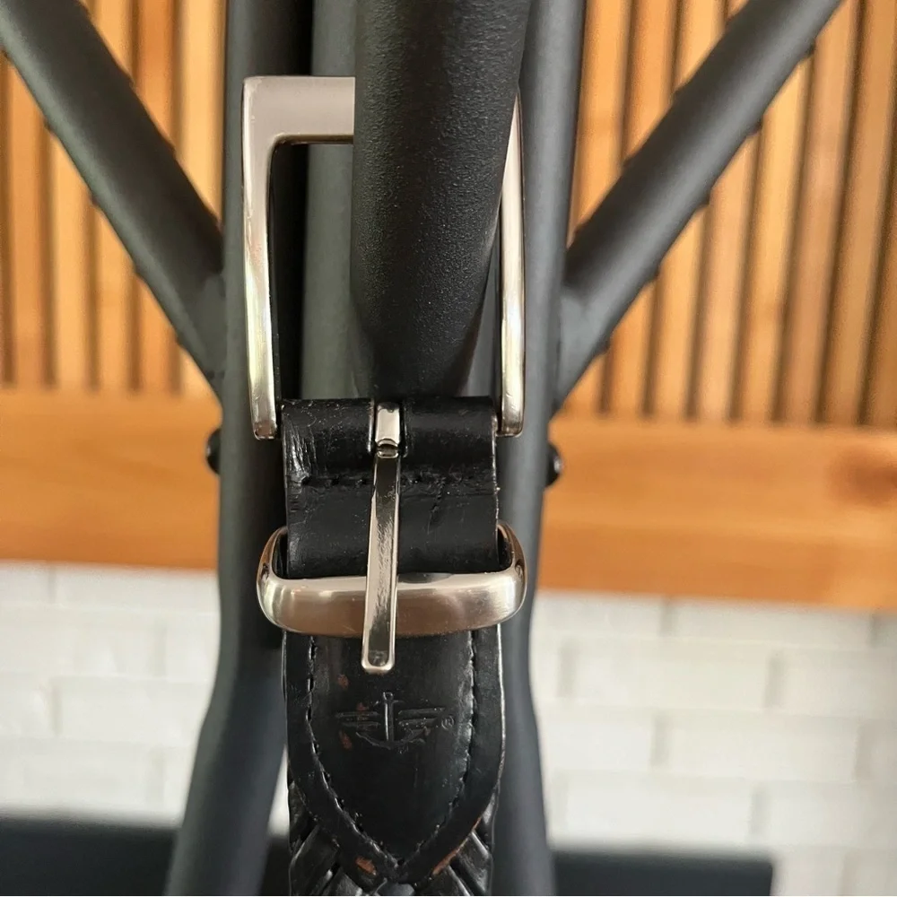 *2/$15* - Black Woven Leather Belt with Silver Buckle